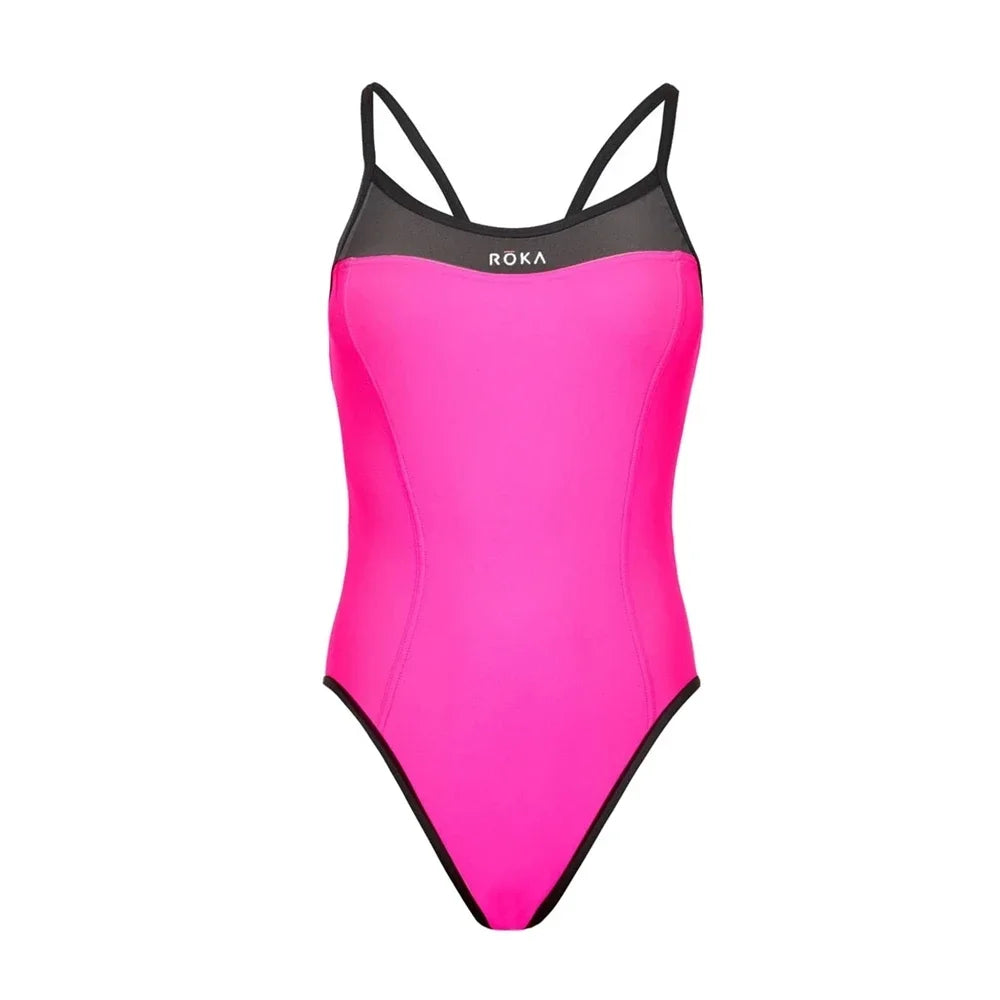 Roka Women Elite One Piece Strap Back Swimsuit Bikini Sexy Suit Training Triathlon Tights Swimming And Run Swimwear Beach Wear