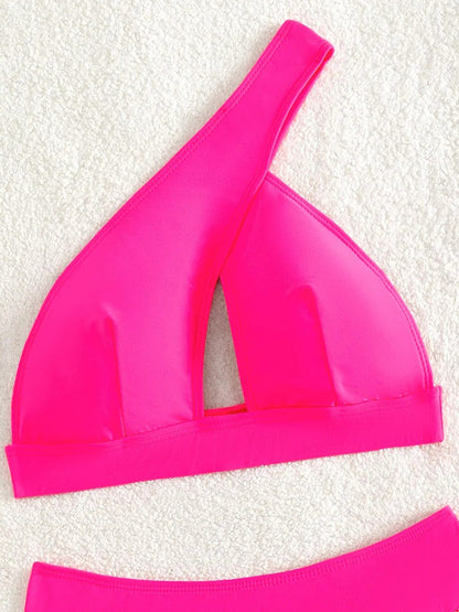 Fringe Tassel One Shoulder High Waist Bikini Women Swimwear Female Swimsuit Two-pieces Bikini Set Hollow Out Bathing Suit Swim