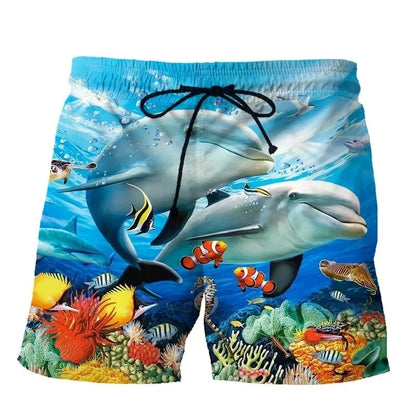 Animal Dolphin 3D Print Beach Shorts Streetwear Men's Casual Board Shorts Swimming Trunks Male Short Pants Man Swimsuit Clothing