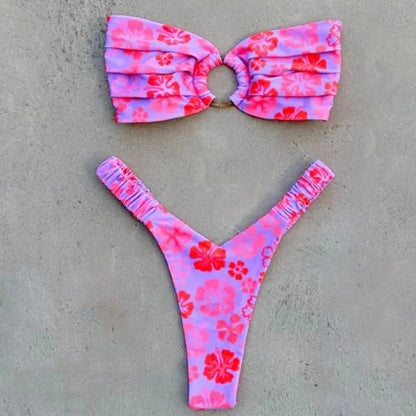 Micro Bikini Push Up Women Swimsuit Fashion Print Bikini Set Split Swimwear Summer Beachwear Lady Bathing Suit 2 Piece