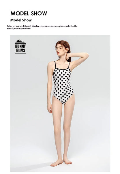 Bunny Bums White with Black Poka Dots One-piece Swimsuit Women Swimwear