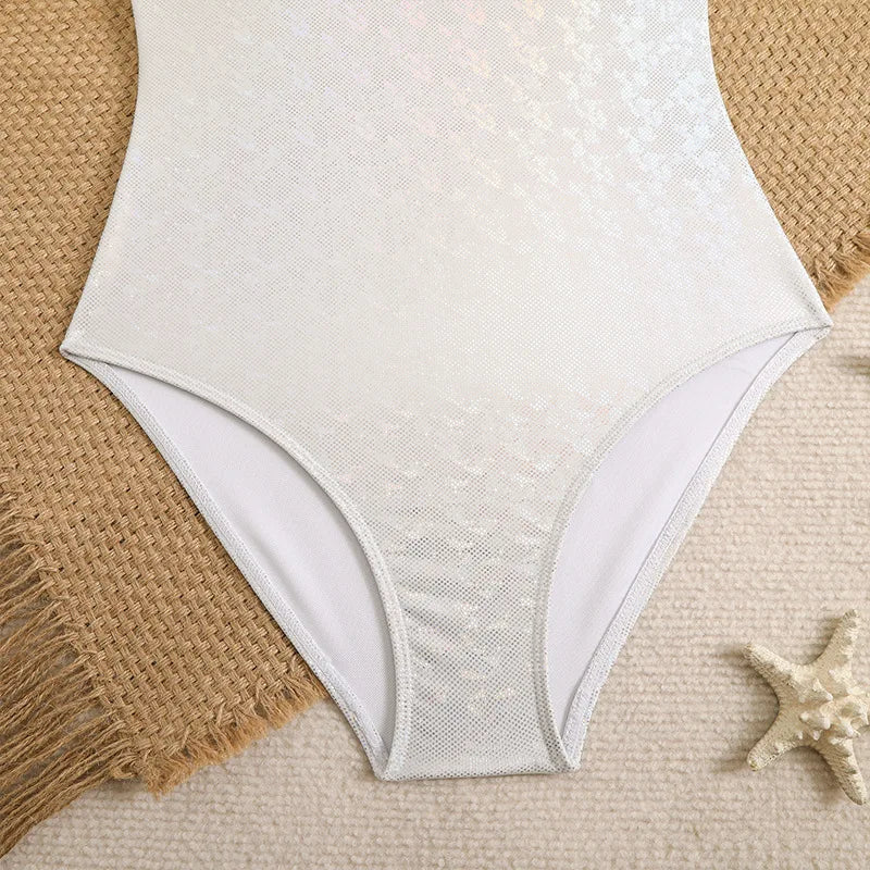 Mermaid Scales Print Bodysuit One Piece Swimsuit Women Swimwear Racing Sports Bathing Suit Woman Monokini Beach Wear