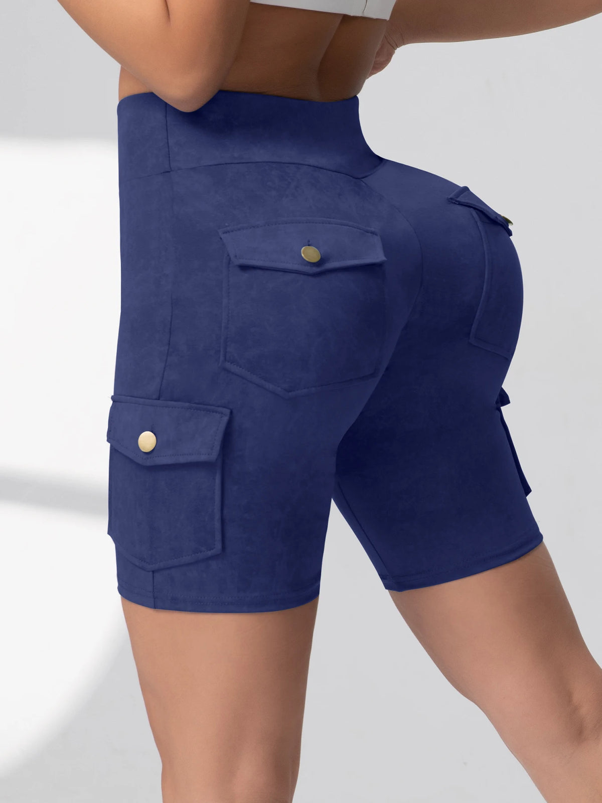 Camouflage Printed Women Shorts with Pockets Butt Lifting Tummy Tight Elastic Slim Outdoor Running Workout Shorts Streetwear