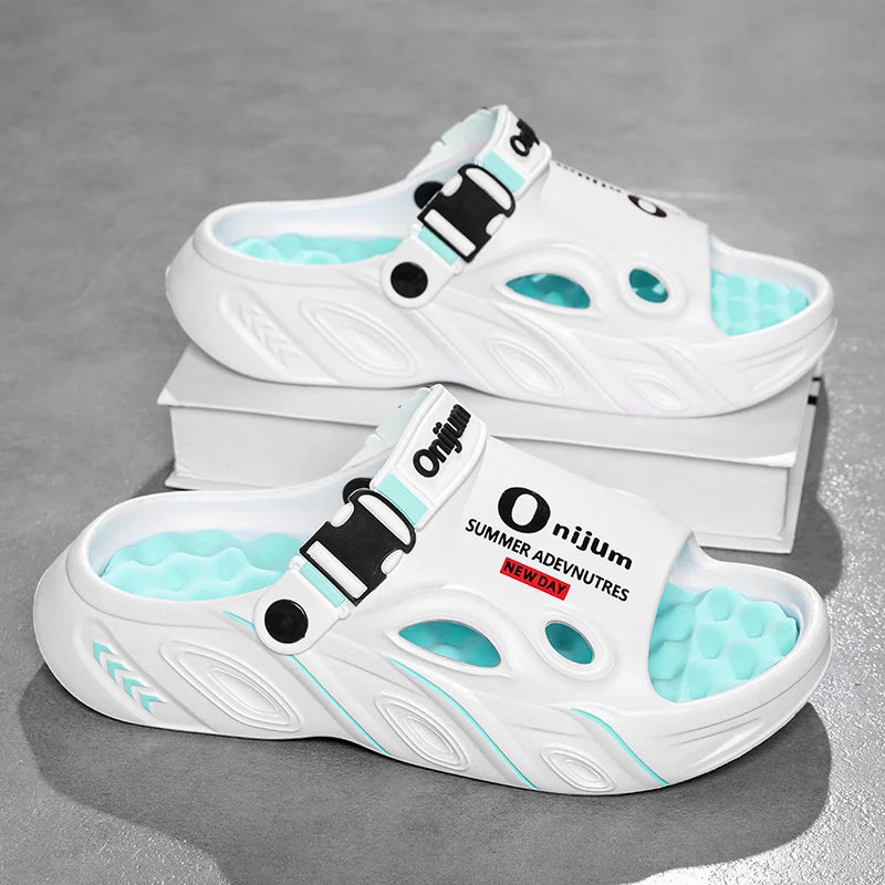Summer Men's Massage Slippers Indoor Outdoor Sandals Beach Comfortable Soft Slides Clogs Casual Shoes Men Women Home Slippers