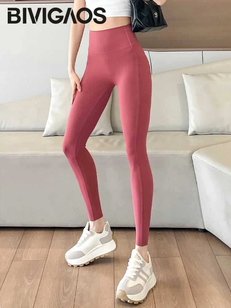 Side Pocket Sharkskin Leggings Women High Waist Tight Fitness Yoga Leggings Push Up Running Leggings
