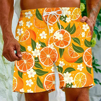 Mens Cartoon Fruit Beach Shorts 3D Printed Plants Swim Trunks Summer Quick Dry Board Shorts Hawaiian Party Swimming Shorts