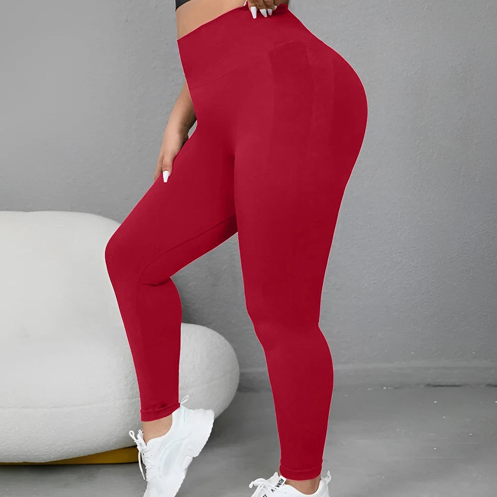 Plus Size Four-Way Stretch Hip-Covering High-Elastic Sports Yoga Fitness Women's High-Waisted Peach Butt Tight-Fitting Quick-Drying Slimming Look Seamless Pants