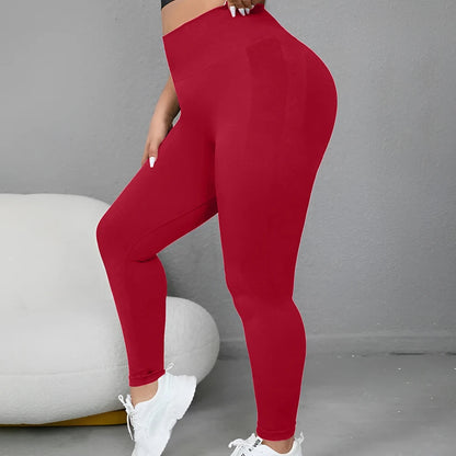 Plus Size Four-Way Stretch Hip-Covering High-Elastic Sports Yoga Fitness Women's High-Waisted Peach Butt Tight-Fitting Quick-Drying Slimming Look Seamless Pants