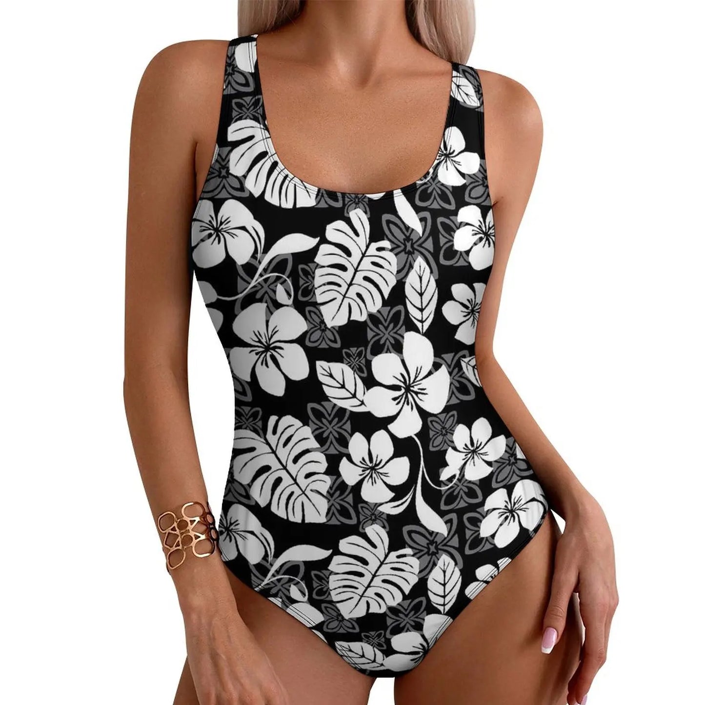 Tropical Floral Swimsuit Colorful Flowers One-Piece Swimwear Push Up Bodysuit Trend Sport Bathing Suit