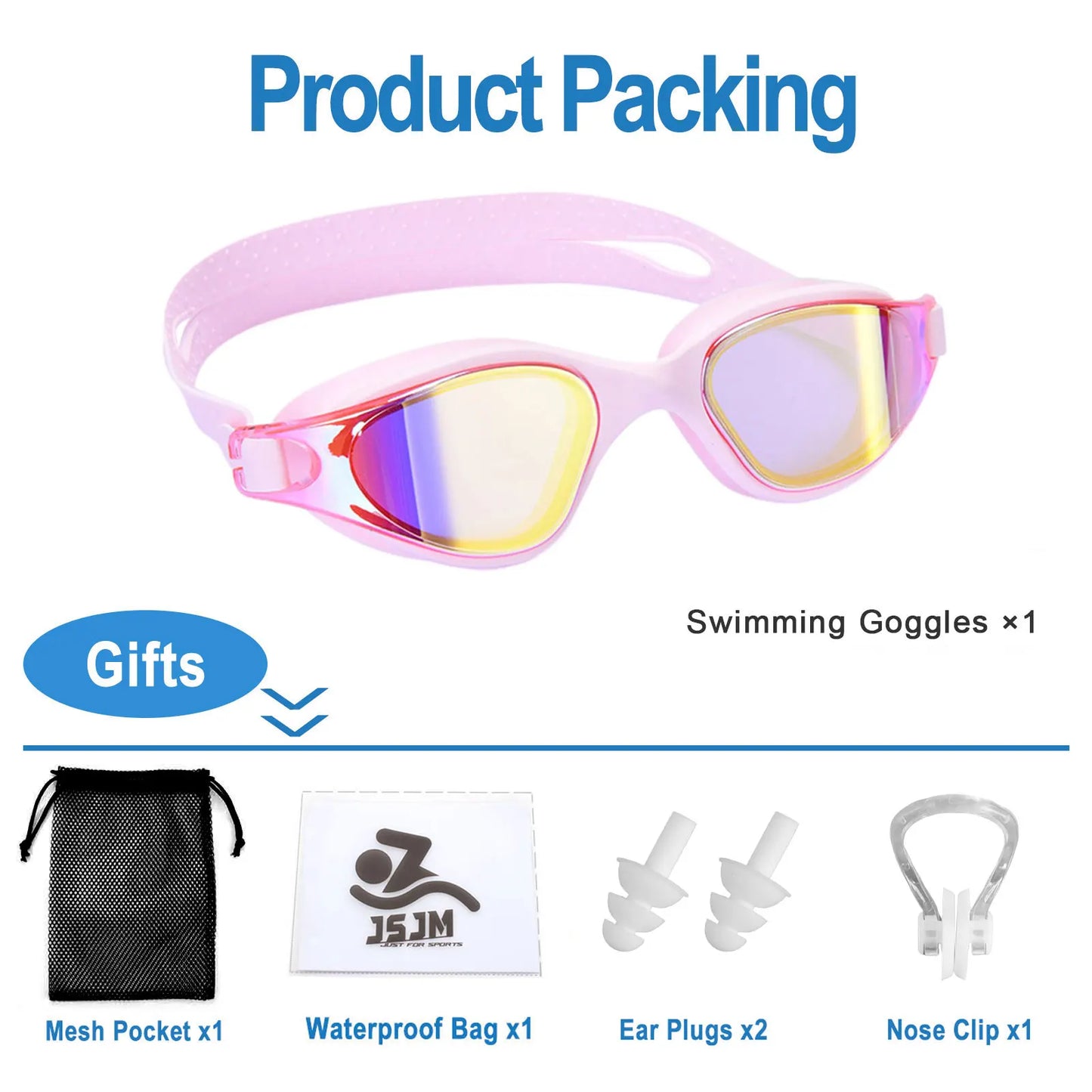 Unisex Adult Swimming Goggles – Anti-Fog Swim Glasses for Men & Women – Adjustable Silicone Waterproof Professional Swim Eyewear