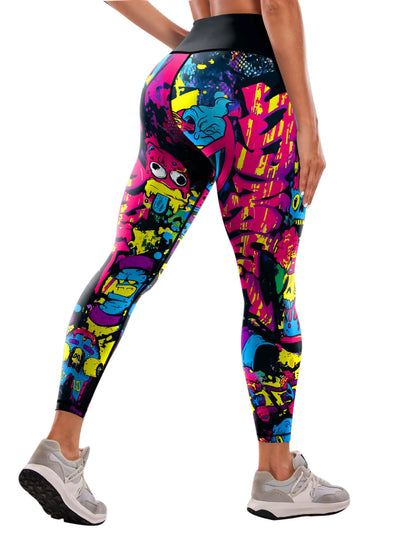 Women's 50-color high-waist printed yoga pants, hip-lifting tight quick-drying sports yoga pants