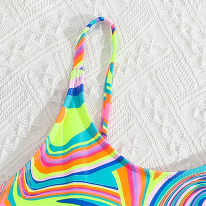 Girls Swimsuits Children Fashion One-piece Costume 8-12Y Kids Summer Pool Swimming Clothing Print Swimwear