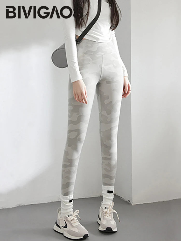 Spring Summer High Waist Colours Camouflage Shark Leggings Women Slim Sport Leisure Leggings Yoga Fitness Leggings