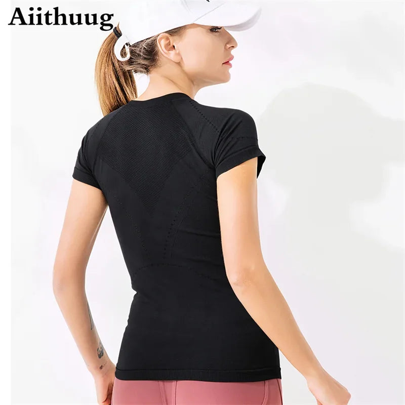 Women Moisture Wicking Shirt Dry Fit Yoga Shirts Short Sleeve Running Shirts Mesh Top Breathable Tank Tops Activewear