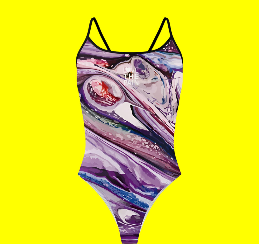 Black, Pink, Purple Love The Pain One Piece Swimsuit Women Swimwear