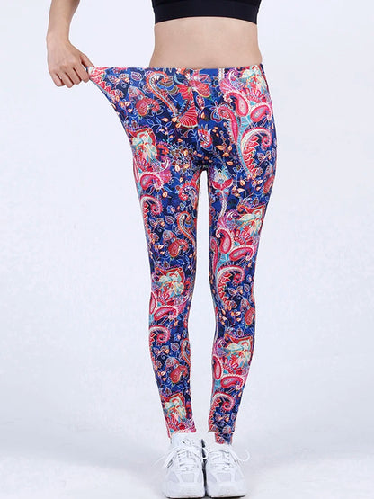Floral Fashion Women Leggings Beautiful Leaf Floral Printing High Waist Jeggings Stretch Pant