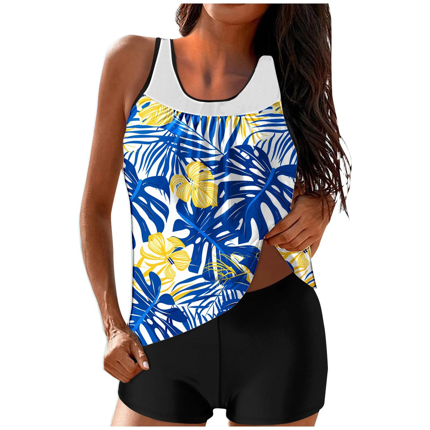 Floral Tankini Two Pieces Printed Swimsuit Women Vintage Swimwear Female Bathers Bathing Swimming Swim Suit Beachwear