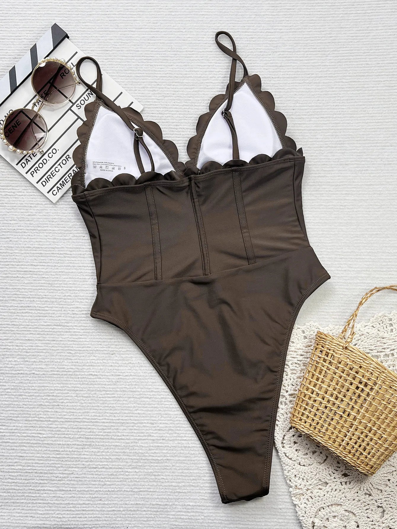 Lady Solid Swimwear Women Ruffle Push UP One Piece Swimsuit Monokini Strapped Backless Beach Bathing Suit