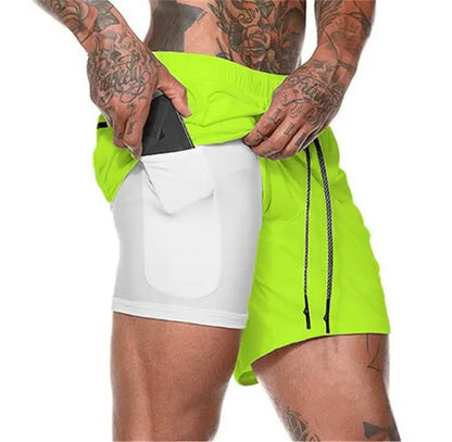 Sport Shorts Men Sportswear Double-deck Running Shorts 2 In 1 Beach Bottoms Summer Gym Fitness Training Jogging Short Pants