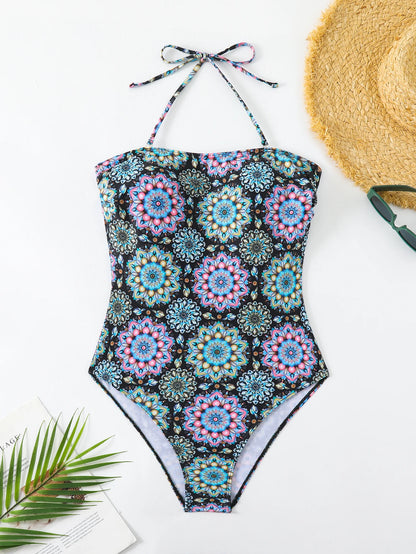 Bandeau Swimsuit Women One Piece Printed Swimwear Female Bathers Bathing Swimming Swim Suit Beachwear