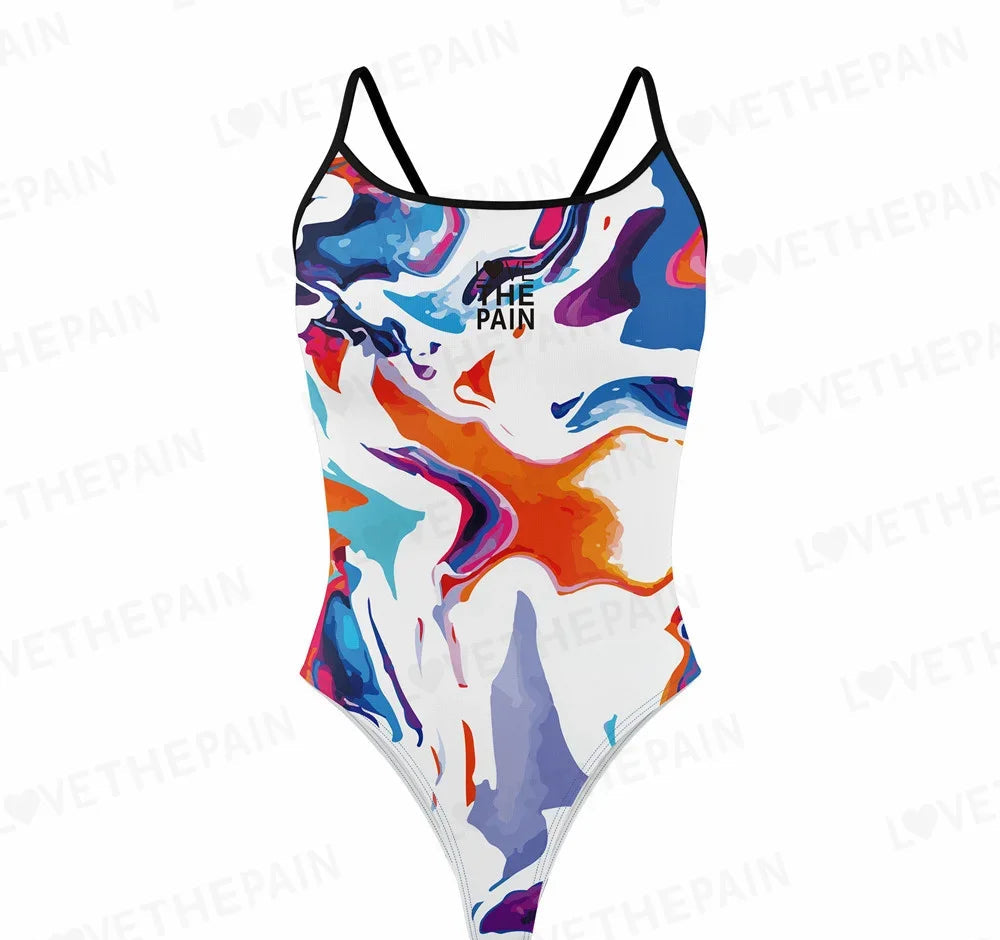 Love The Pain  Women's  One-piece Triangle Swimsuit Sports Function Training Swimsuit Competition