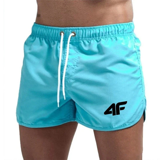 Men's Shorts Beach Trunks Summer Swim Gym Pants Quick Drying Swimming Homme Surf Ventilate Drawstring Fashion Casual Daily