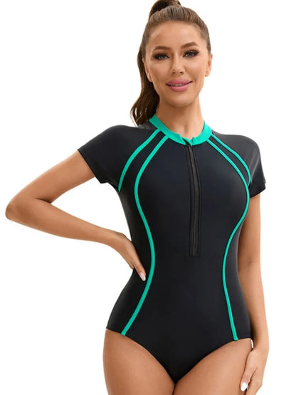 Swimsuit Women  Bathing Suit Short Sleeve Swimwear Women Beach Swimming Suit For Female