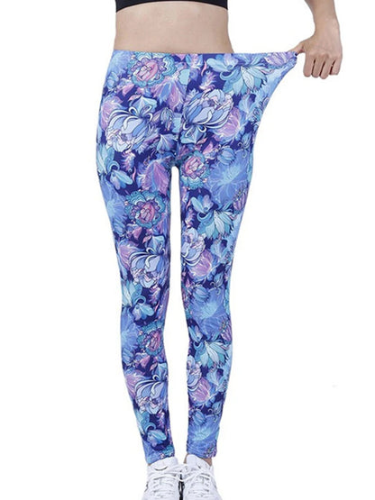 Floral Fashion Women Leggings Beautiful Leaf Floral Printing High Waist Jeggings Stretch Pant