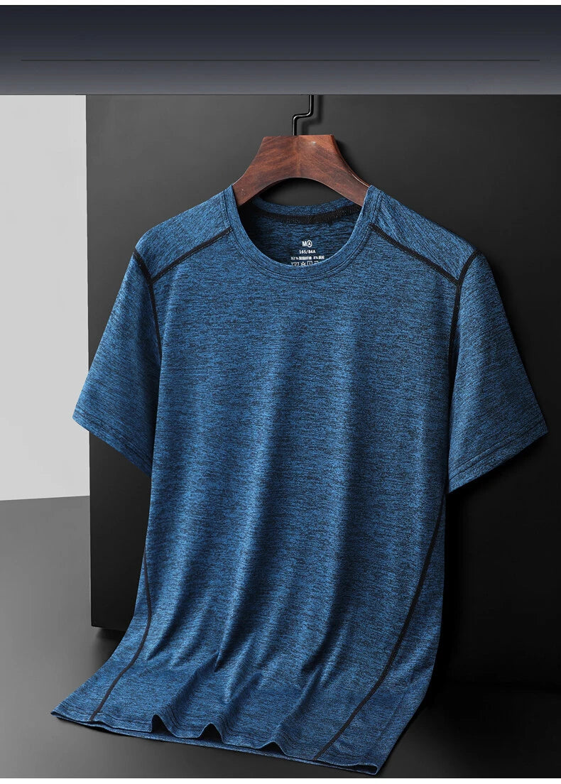 Large Size 6xl 7xl 8xl Mens T Shirt Breathable  Quick Drying Cool Summer T-shirts Sporting Outdoor Ice Silk Tee Tops
