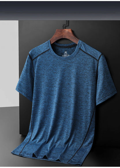 Large Size 6xl 7xl 8xl Mens T Shirt Breathable  Quick Drying Cool Summer T-shirts Sporting Outdoor Ice Silk Tee Tops