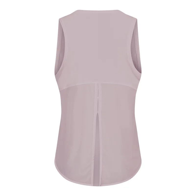 Women Summer  Open-Back Yoga Vest for  Loose-Fit and Moisture-Wicking Sleeveless   Running Fitness Shirt