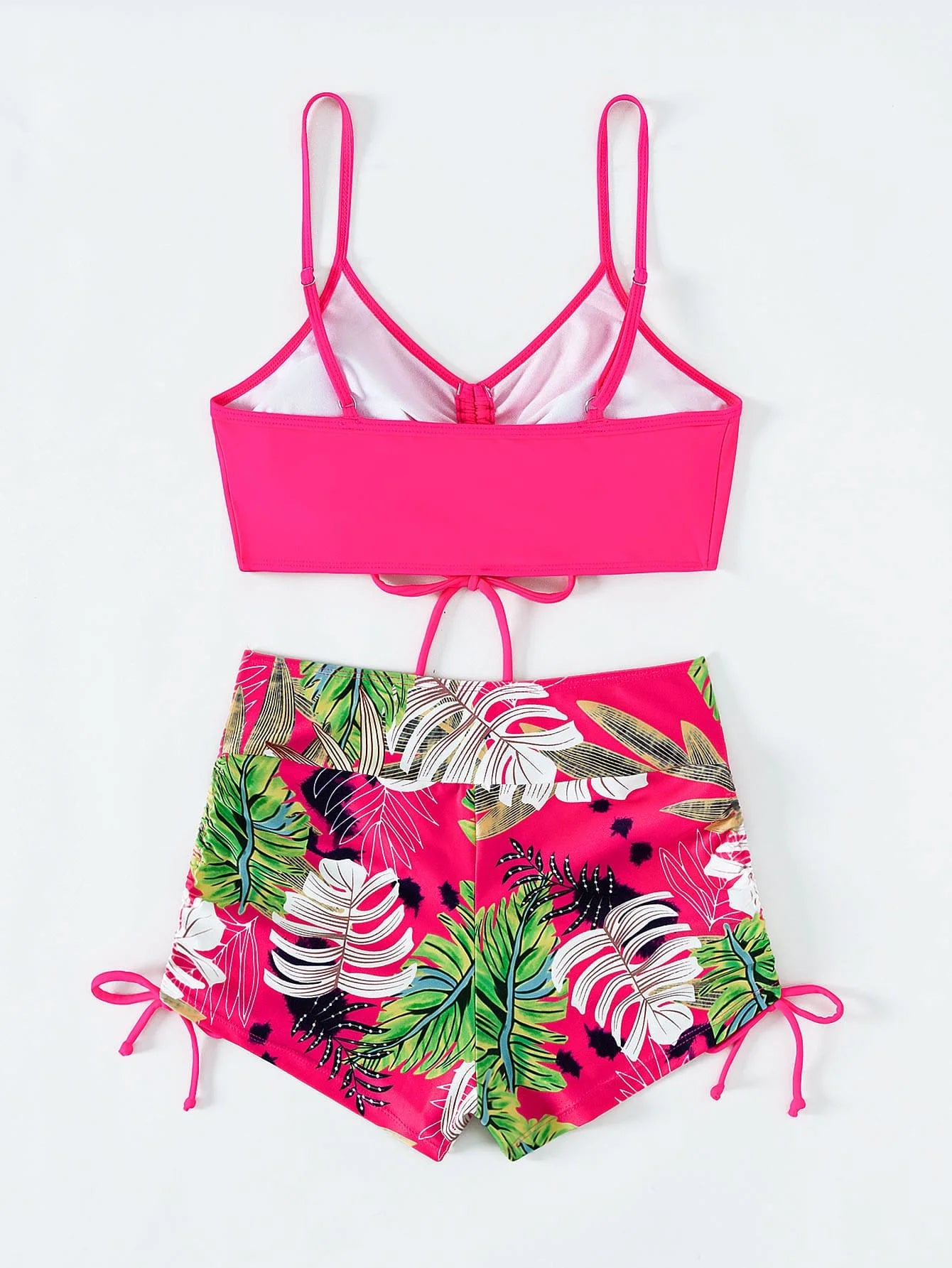 Drawstring Front Shorts Bikinis High Waist Swimsuit Women Swimwear Female Bathers Bathing Swimming Swim Suit Beachwear