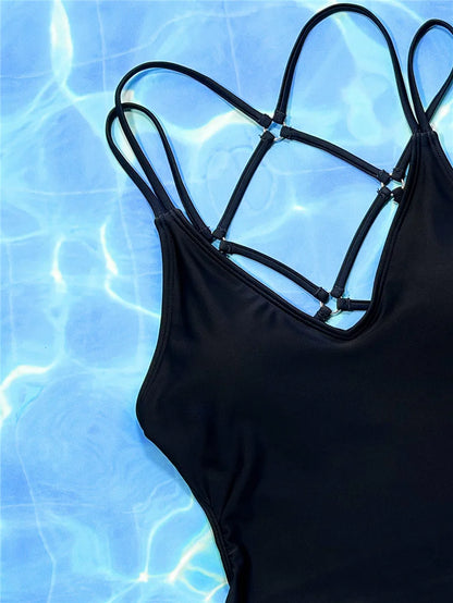 Solid Color or Pattern Swimsuit Pad Beach One Piece Swimwear Women Bathers Hi Cut