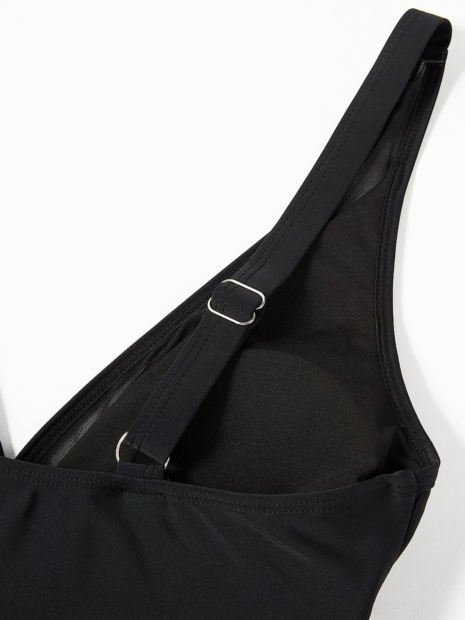 Mesh Panel Swimsuit One Piece High Cut Swimwear Women Solid Bathers Bathing Suit Female Backless Swimming Beachwear