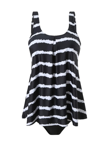 Striped Printed Tankini Strappy Swimsuit Women Two Pieces Beach Skirt Swimwear Female Bathers Bathing Swim Suit Beachwear
