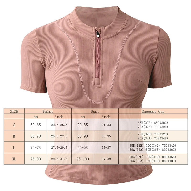 Aiithuug Women Slim Fit Gym Shirts Half Zip Workout Tops Quarter Zip Fitness Shirt Running Quicky Dry Short Sleeve Yoga Tops