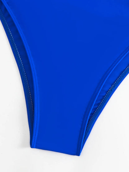 Blue Strapped Swimwear Women Push UP One Piece Swimsuit Backless Cross Monokini Summer Beach Bathing Suit
