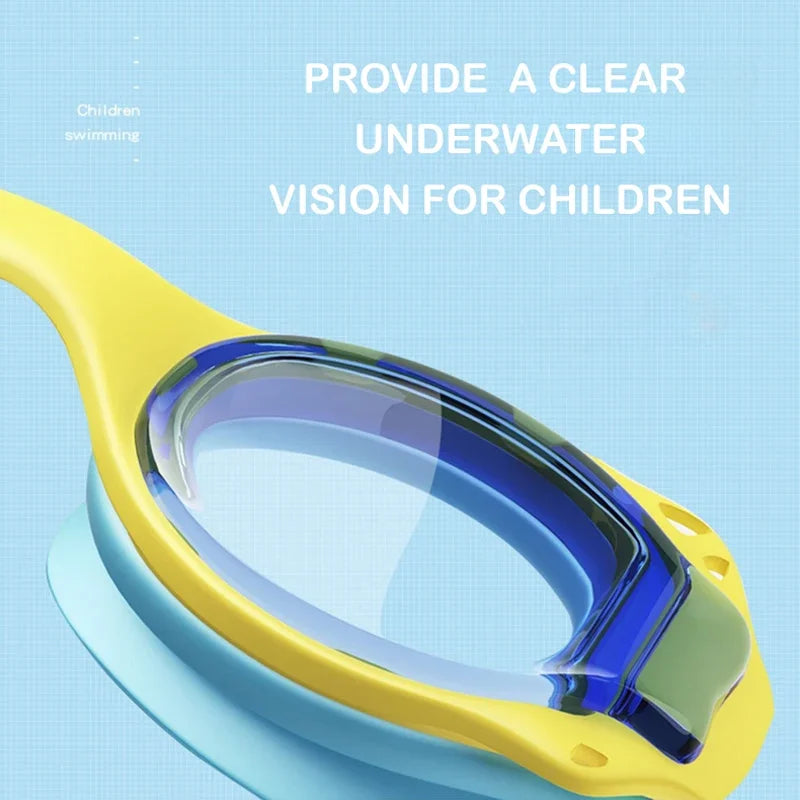 Colorful Kids Swimming Goggles Adjustable HD Waterproof Anti Fog Water Sports Swimming Cap Eyewear for Children