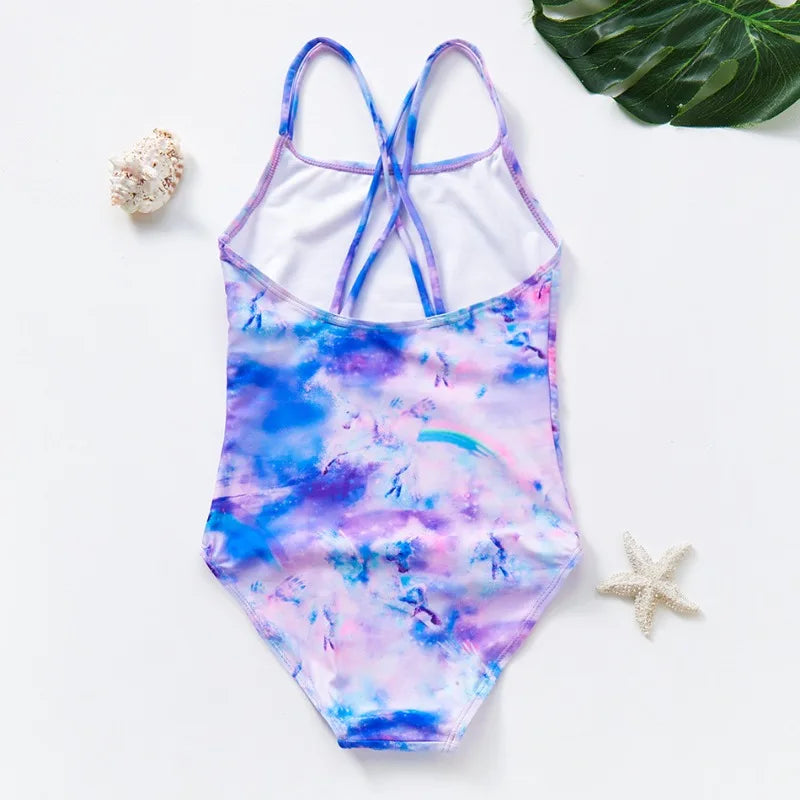 7-14T Teen Kids Girls Summer Swimming Suit Sets Floral Print Beach Seaside Clothes Sleeveless Jumpsuit Sunbathing Swimwear