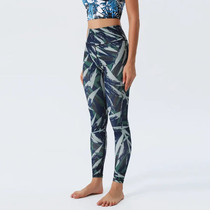 Women's Color Print High Waisted Yoga Pants Quick-Dry Tummy Control 7/8 Length Workout Leggings for Gym, Pilates, Everyday Wear