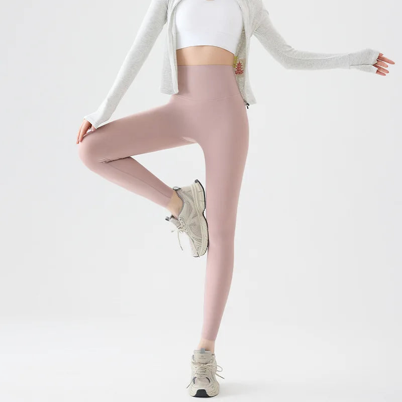 BIVIGAOS Spring Summer High Waist Thin Seamless Sharkskin Leggings Women Micro Pressure Breathable Tight Sport Yoga Legging