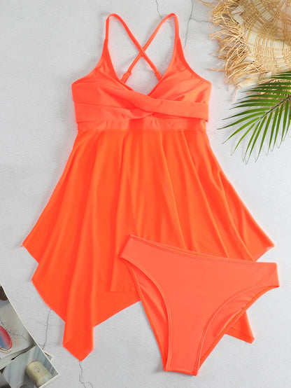 VigoCasey Solid Strapped Swimwear Women Mesh Patchwork Tankini Set Backless Push Up Swimsuit Summer Beach Bathing Suit