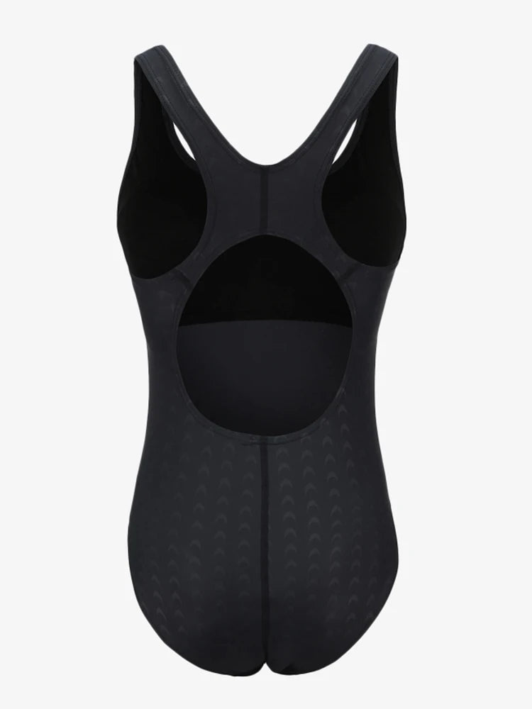 Sports One Piece Swimsuit Solid Swimwear Women Racerback Bodysuit Scoop Neck Bathing Suit Women Beachwear