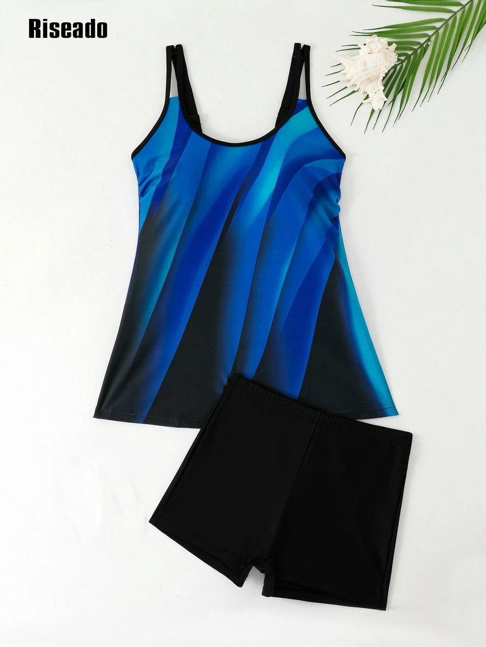 Womens Tankini Swimsuits Tummy Control Flowy Swimwear Two Piece Bathing Suits Swim Tank Top with Boyshorts
