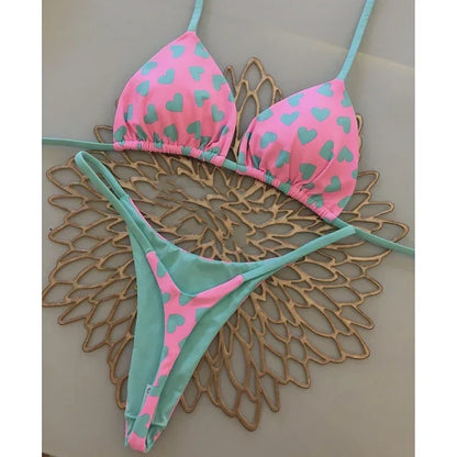 Swimwear Women Leopard Printed Bikini Set Striped Beachwear Summer Swimsuit Two-pieces Thong Bathing Suit Biquinis