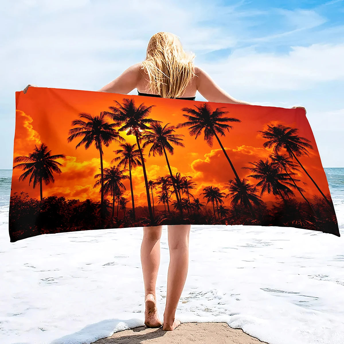 Extra Large Coconut Tree Beach Towel Sand Free Extra Large Cool Beach Towel for Women, Quick Dry Highly Absorbent Beach Towel