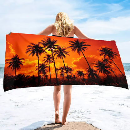 Extra Large Coconut Tree Beach Towel Sand Free Extra Large Cool Beach Towel for Women, Quick Dry Highly Absorbent Beach Towel