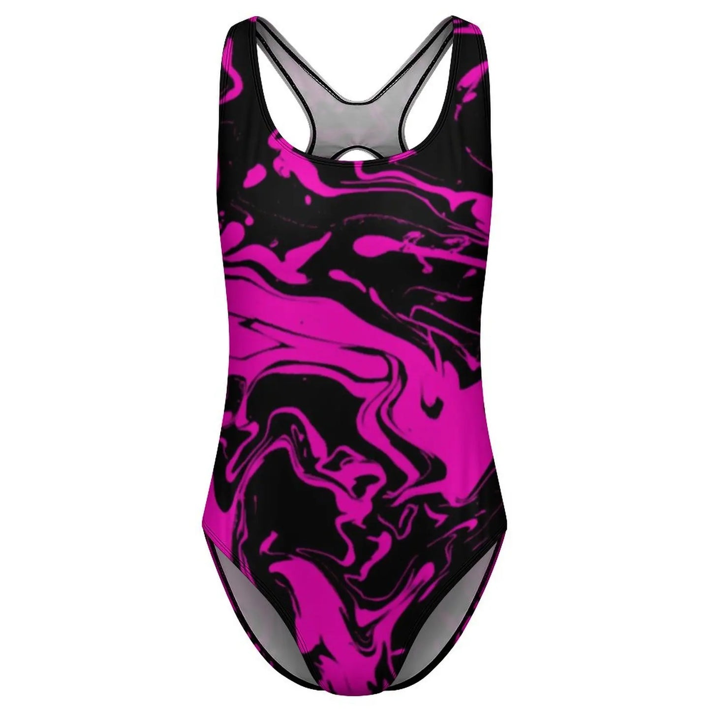 Paint Splatter Print Swimsuit Pink Abstract Swirl One-Piece Swimwear Push Up Swimsuits Classic Holiday Surf Monokini