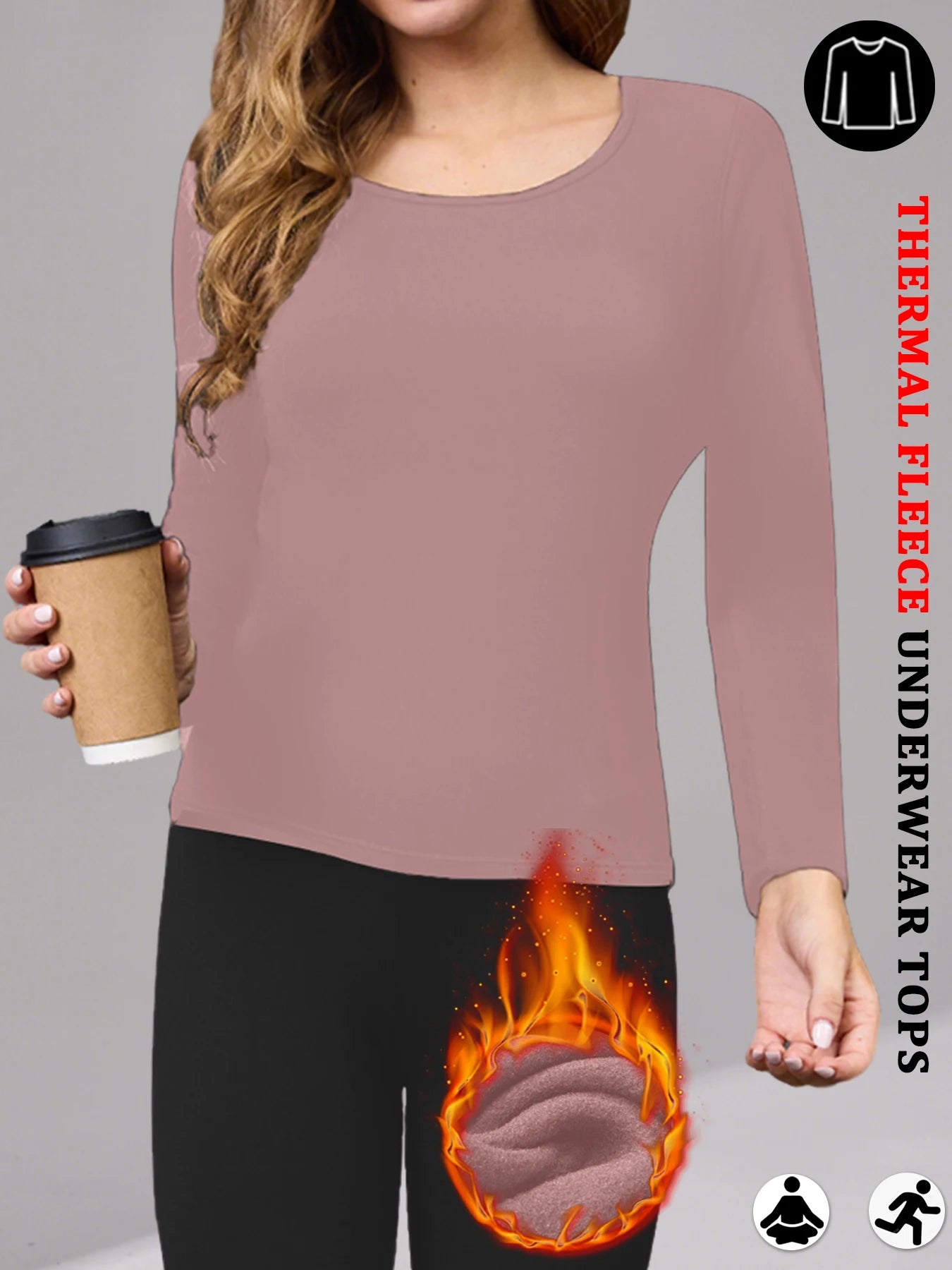 Womens Super soft  Fleece Long Sleeve Thermal Shirts for Women Cold Weather Womens Thermal Underwear Tops Base Layer