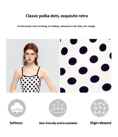 Bunny Bums White with Black Poka Dots One-piece Swimsuit Women Swimwear
